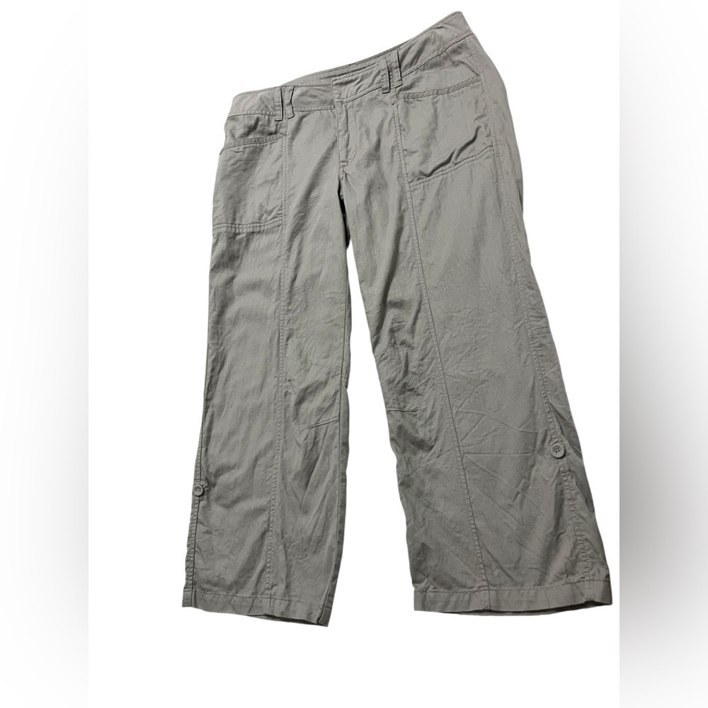 White House Black Market Light Gray Cropped Cargo Pants Sz 10